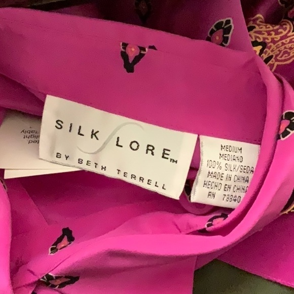 Silk LORE by Beth Terrell mediation paisley NWT silk tunic. Size M - Picture 7 of 7